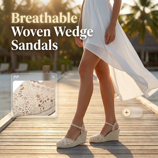 🏆LAST DAY SALE 50% OFF🔥Women's Wedge Sandals Breathable Straw Woven Shoes