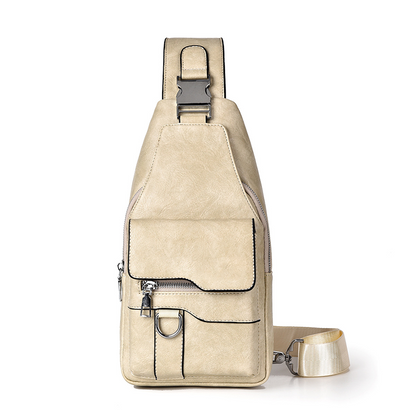 Men's Retro Waterproof Faux Leather Sling Chest Bag