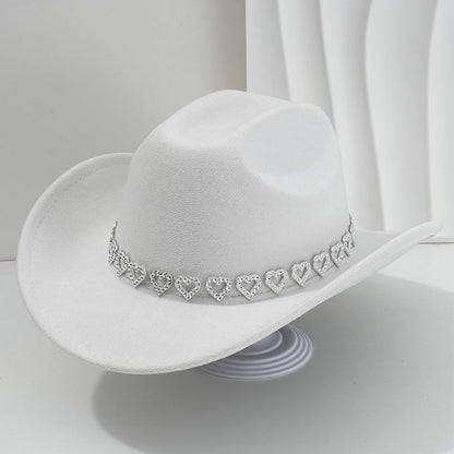 ✨ 50% OFF NOW! 🤠 Women's Rhinestone Heart Cowboy Hat – Sparkling French Jazz Fedora & Premium Structured Silhouette – Elegant, Glamorous & Festival Ready 🎪