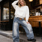 🎁New Arrival 50% OFF💥Women's Asymmetrical Waist Wide-Leg Denim Jeans