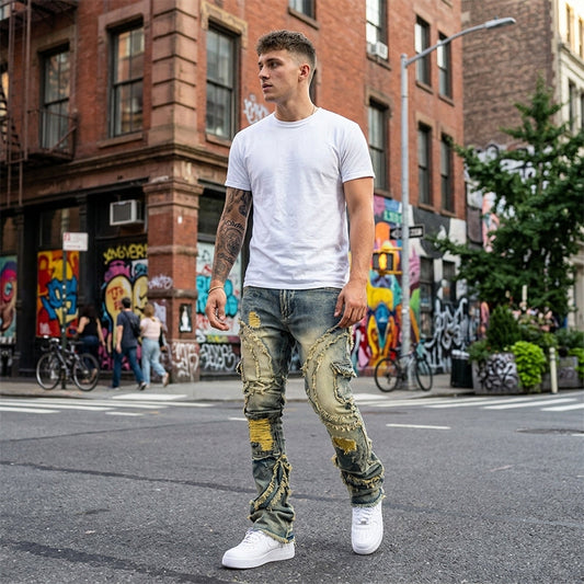 🏆LAST DAY SALE 50% OFF🔥Men's Deconstructed Frayed Flare Jeans