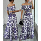 🏆LAST DAY SALE 50% OFF🔥Women’s Off-the-Shoulder Waist Cutout Daisy Printed Resort Dress