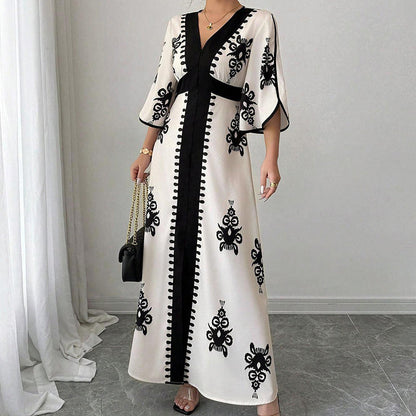 👗Women's Elegant V-Neck Print Maxi Dress