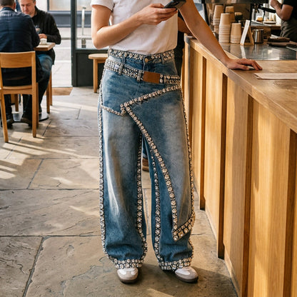 🌸 60% OFF NOW! 🌸Women's Rhinestone Wide Leg Jeans
