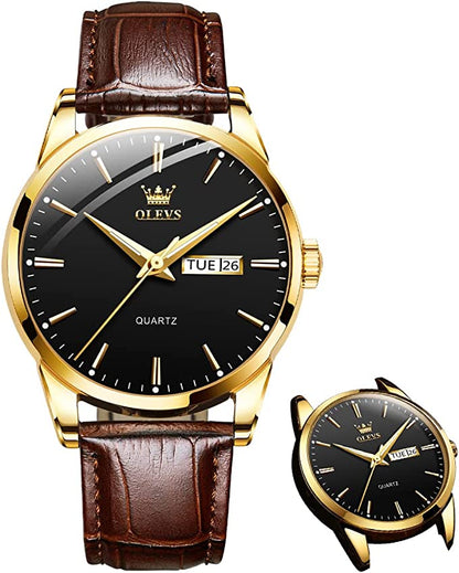 Biaotic@Men's Simple Watch with Day and Date, Stainless Steel Analog Quartz Watches for Men, Classic Luminous Hands Men's Dress Watches, Black/White/Blue Dial