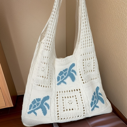 🏆LAST DAY SALE 50% OFF🔥Turtle Pattern Crochet Tote Bag
