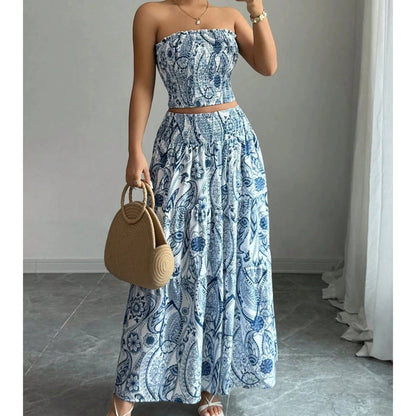 🏆LAST DAY SALE 50% OFF🔥Women's Printed Top and Skirt Set