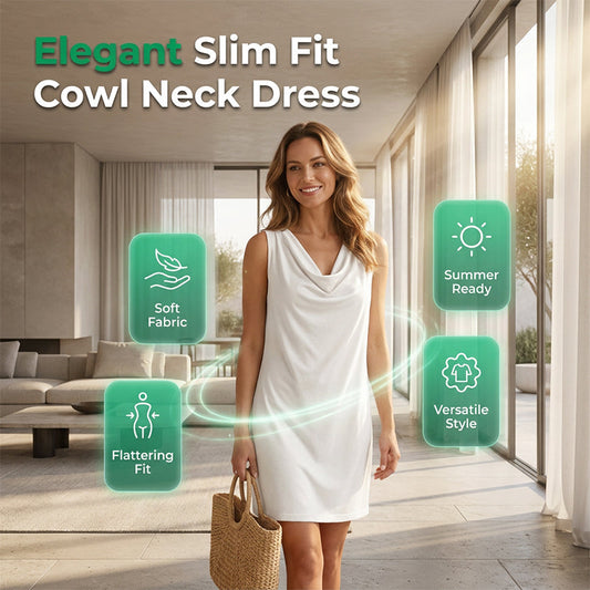 🏆LAST DAY SALE 50% OFF🔥Elegant Slim Fit Cowl Neck Dress