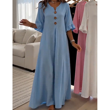 🎁2026 New Arrivals 50% OFF💥Women's V-Neck Loose Maxi Dress – Flowing Silhouette, Soft Drape, Day to Dinner 🌙