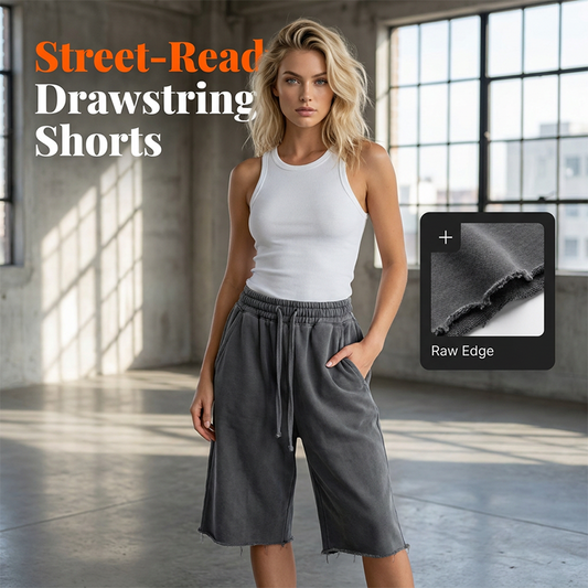 🏆LAST DAY SALE 50% OFF🔥Women's Wide Leg Drawstring Denim Shorts