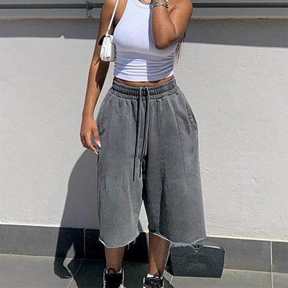 🏆LAST DAY SALE 50% OFF🔥Women's Wide Leg Drawstring Denim Shorts
