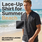 Men’s Casual Lace-Up Short Sleeve Shirt