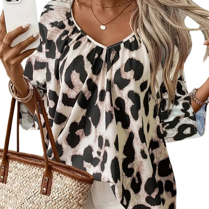 🏆LAST DAY SALE 50% OFF🔥Chic Leopard Print Commuter Blouse