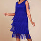 Women's Sleeveless V-Neck Fringe Flapper Dress