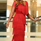 Women's Sleeveless V-Neck Fringe Flapper Dress