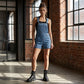 Women's Casual Denim Short Overalls