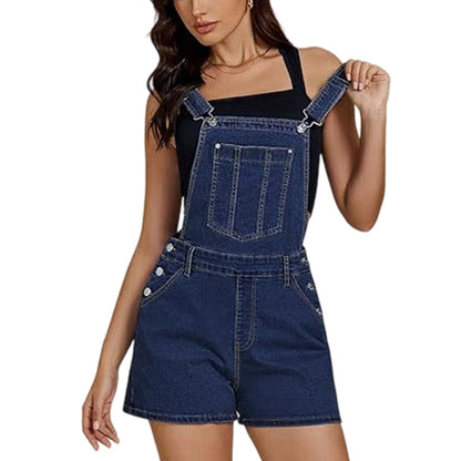Women's Casual Denim Short Overalls