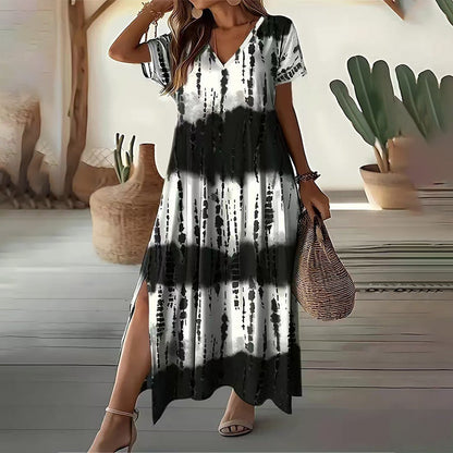 🏖️🌸Summer Hot Sale 50% OFF💃Women’s Causal V-Neck Gradient Dress