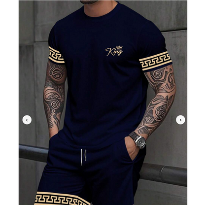 📢📢50% OFF !! ⏰Men Summer 2-Piece T-Shirt and Shorts Casual Set
