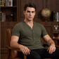 Men's Spring Textured Dual-Color Striped Deep V-Neck Short Sleeve Sports Top, Casual Sportswear Gym Tee, Athletic Workout Shirt, Athletic Fitness Top