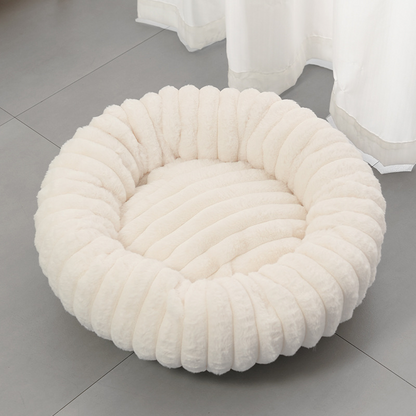 🐾Cloud-Like Ultra Soft Plush Round Calming Pet Bed, Raised Rim Donut Cat Dog Bed, Joint Relief Warm Cozy Washable Pet Sleeping Cushion