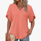 Women's Loose Fit Solid Colour V-Neck Flutter Sleeve Blouse 🌸 Soft Sleeves, Flattering V – A Breeze of Feminine Charm ✨