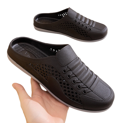 Men Summer Breathable Mesh Half Slippers Slip On Casual Shoes