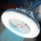 🏕️✨Portable Fan Light with 3 Speeds & LED Lantern