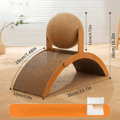 ⏳🔥LIMITED-TIME 50% OFF! ⏰Sisal Cat Scratcher Ball with Cardboard Pad, 2‑in‑1 Cat Scratching Toy, Durable Wooden Frame Cat Scratcher for Indoor Cats, Protect Home Furniture from Cat Claw Damage