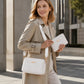 Women Wave Embossed Crossbody Bag Set Wide Strap Commuter Shoulder Bag