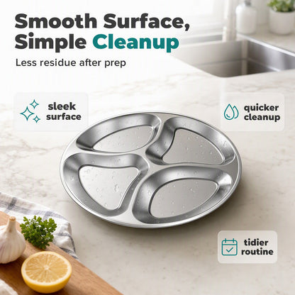 4-Compartment Prep Plate for Kitchen Organization