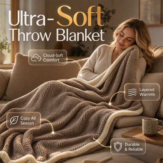 🎉 LIMITED TIME 50% OFF! 🛏️ Double-Layer Thickened Soft Blanket – Ultra-Soft Plush, Cloud-Like Warmth & Modern Home Style ✨