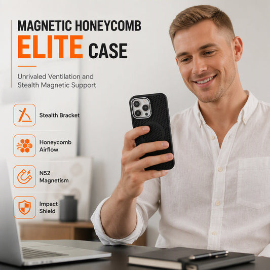 Heat Dissipating Honeycomb Magnetic Phone Case with Foldable Stand