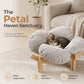 Elevated Petal Shaped Wooden Pet Bed with Cushion