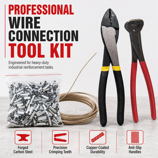 🔧 Professional 4-Piece Steel Wire Connection Kit: Precision Crimping Pliers, Copper-Coated Wire & Alloy Connectors for Industrial-Grade Repairs