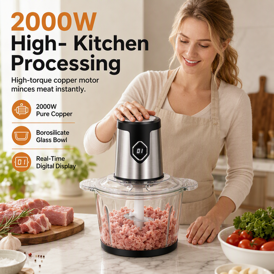 Multifunctional Household Electric Meat Grinder and Food Processor with Glass or Stainless Steel Bowl for Meat Grinding and Baby Food