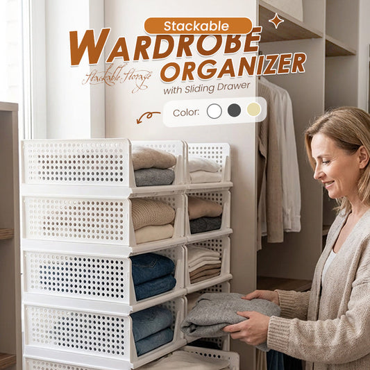 Stackable Wardrobe Organizer with Sliding Drawer