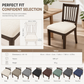Elastic Strapless Dining Chair Seat Cover Stretch Cushion Slipcover with Warp and Weft Pattern for Home and Hotel