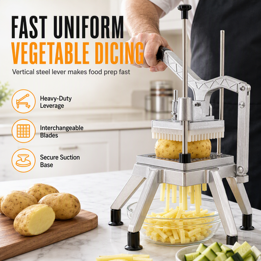 Vertical Manual Vegetable Cutter and Dicer Stainless Steel French Fry Slicer for Potatoes Cucumbers and Radishes