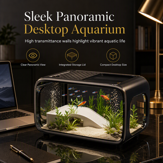 Transparent Plastic Fish Tank with Lid Decorative Ecological Aquarium for Home Living Room and Entryway
