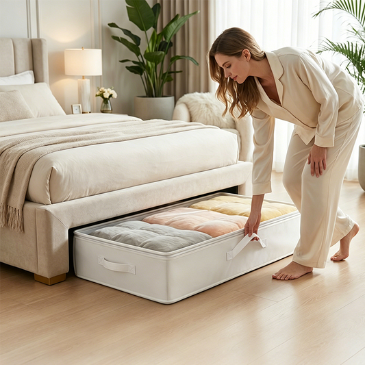 Foldable Underbed Storage Bag with Zipper Lid