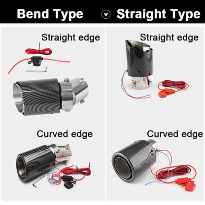 🔥 LED Exhaust Muffler Tip: Fire-Breathing Effect, Carbon Fiber, Noise Reduction, Universal Fit, Red/Blue
