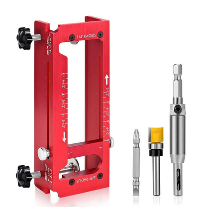 🔧 Hinge Mortise Jig: 6061 Aluminum, Fits 2.5"-5" Hinges, 1/4" & 5/8" Radius, with Router Bit