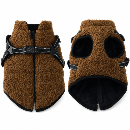 Warm Winter Dog Coat with Reflective Strips and Harness for Small and Medium Dogs
