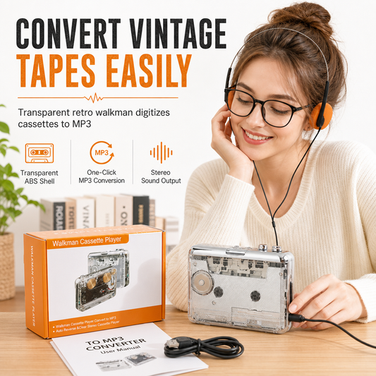 📼50% OFF NOW! 🔄 Transparent Cassette Player – Tape to MP3 Converter, Type-C & Hi-Fi Stereo – Nostalgia Meets Modern Tech 🎵