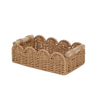Woven Storage Basket with Wooden Handles