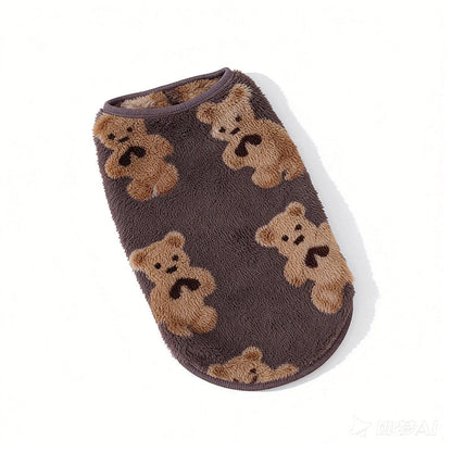 🐾 LIMITED-TIME 50% OFF! 🧸 Cute Plush-Lined Pet Vest – Warm Plush, Sleeveless Fit, Bear Print ❄️