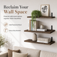 Wall Mounted Floating Wooden Shelves with Semicircular Iron Brackets for Bathroom Kitchen Spice Rack and Living Room Plant Display