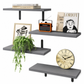 Wall Mounted Floating Wooden Shelves with Semicircular Iron Brackets for Bathroom Kitchen Spice Rack and Living Room Plant Display