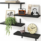 Wall Mounted Floating Wooden Shelves with Semicircular Iron Brackets for Bathroom Kitchen Spice Rack and Living Room Plant Display